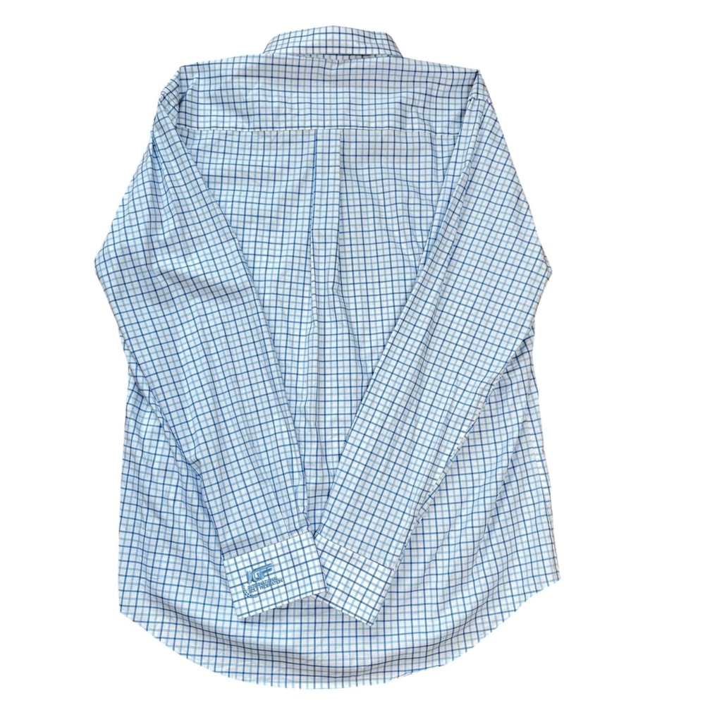 Peter Millar‎ Tettersall Check Long Sleeve Button Down White Blue Preppy Sz L - Picture 5 of 9